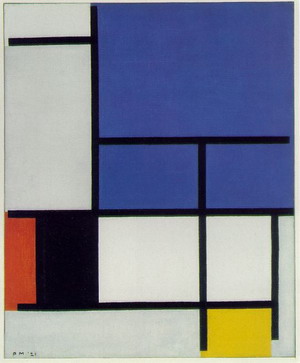 Composition with Large Blue Plane, Red, Black, Yellow, and Gray 1921