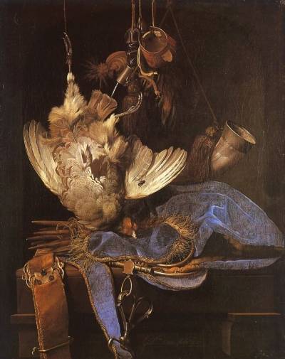 Willem van Aelst - Still-Life with Hunting Equipment