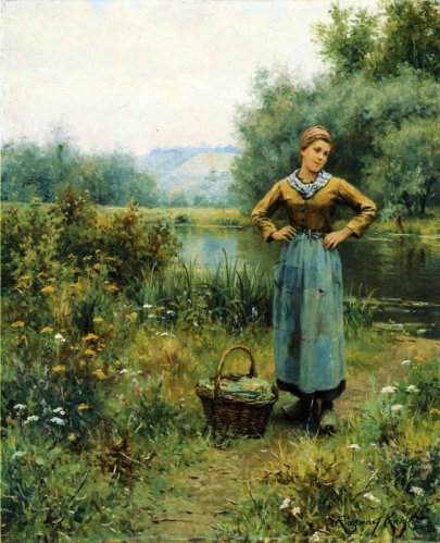 Daniel Ridgway Knight - Girl In A Landscape