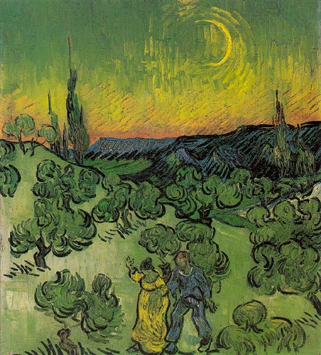 Landscape with Couple Walking and Crescent Moon, May 1890