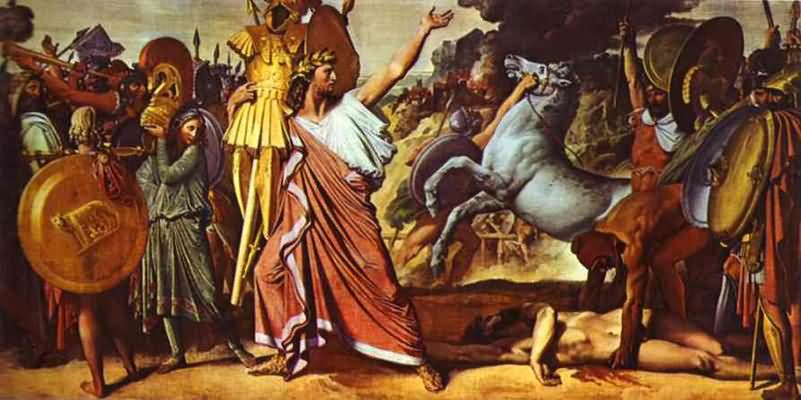 Jean Auguste Dominique Ingres Romulus Victory over Acron Oil Painting