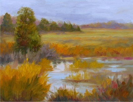 Impressionist Autumn Marsh Landscape