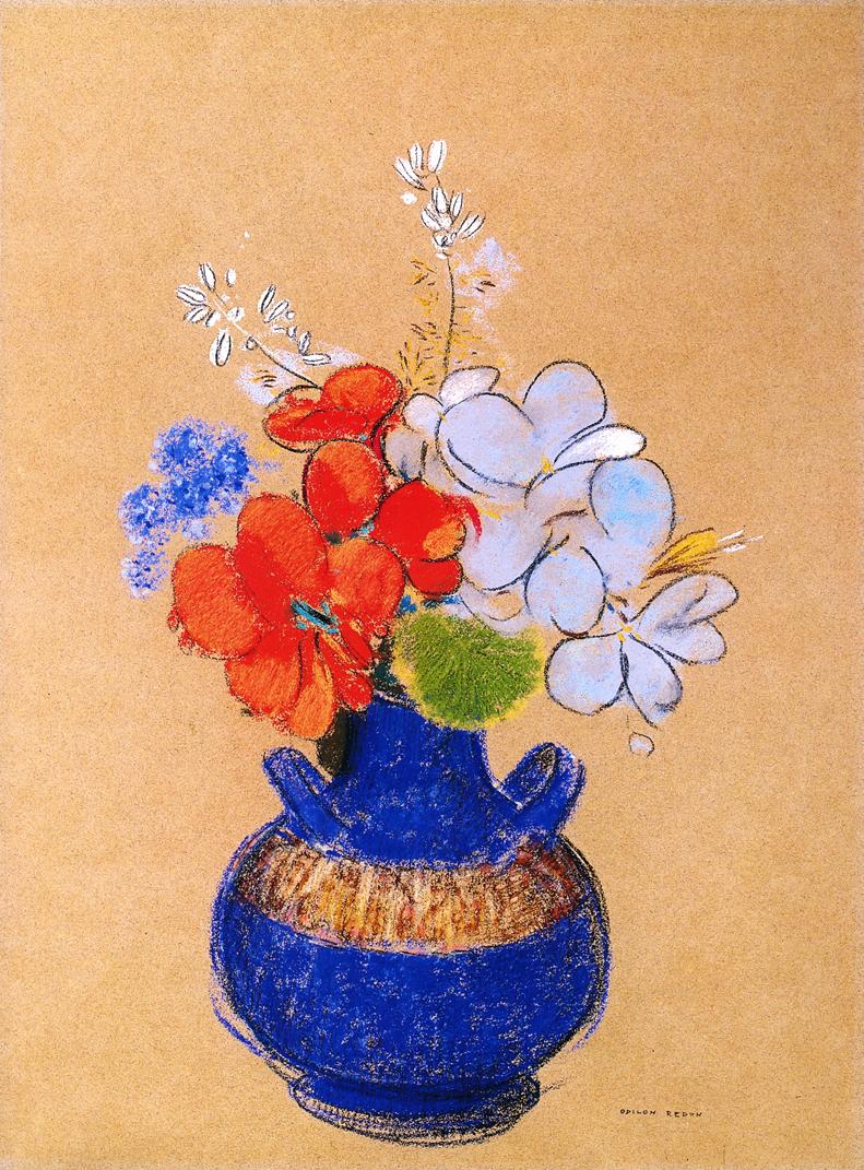 Flowers in a Blue Vase