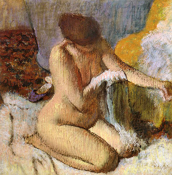 Edgar Degas After the Bath Kneeling Woman Dryling Her Left Elbow