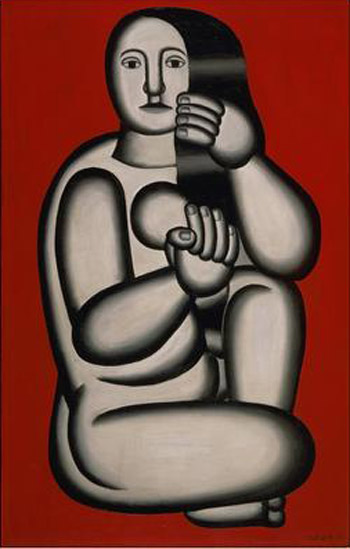 Fernand Leger Nude on a Red Background (Seated Woman) 1927