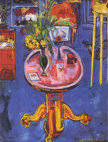 Hans Hofmann Interior No 1 Pink Table Yellow Tulips 1939