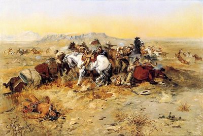 Charles M. Russell A Desperate Stand painting reproduction