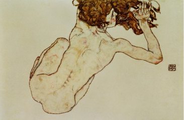 Egon Schiele Crouching Nude, Back View