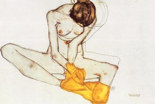 Egon Schiele Girl with Yellow Scarf oil painting