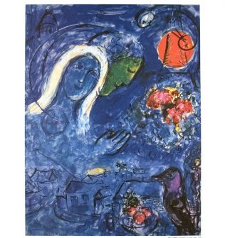 Marc chagall Amoureux au Soleil Rouge, 1952 oil painting