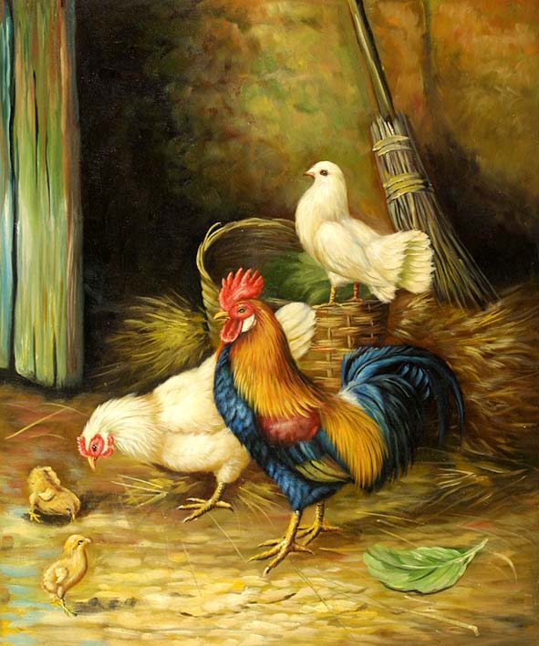 Rooster, Hen and Chicks