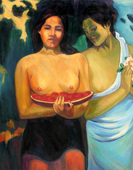 Two Tahitian Women with Mango Blossoms