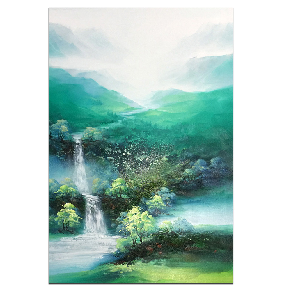 Hand-painted Mountains-and-waters Landscape oil painting on Canvas