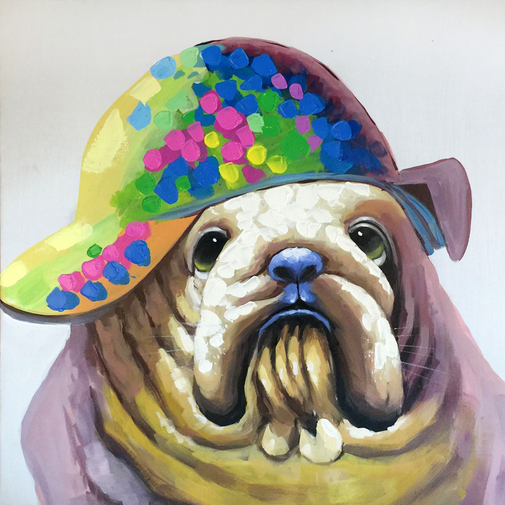 Hand painted Funny Animal SharPei Dog oil painting