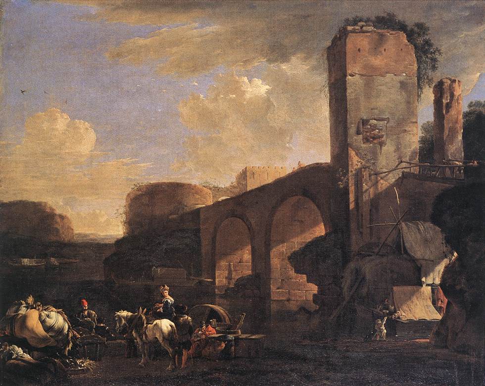 ASSELYN Jan Italianate Landscape with a River and an Arched Bridge