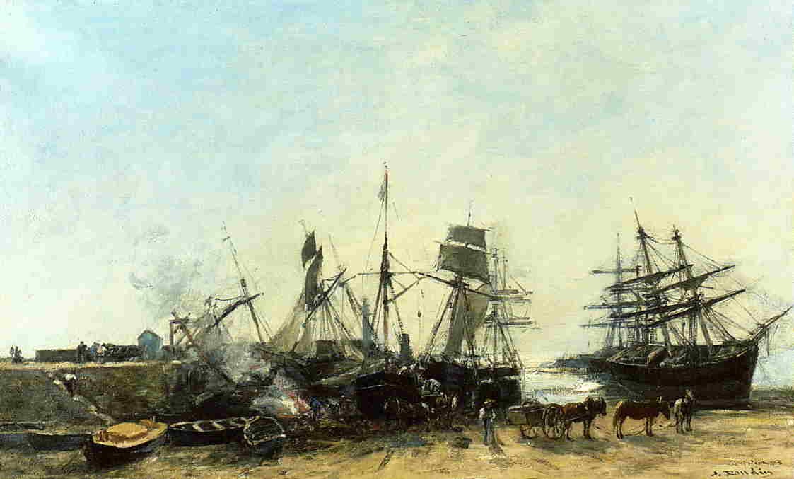 Portrieux, the Port at Low Tide, Unloading Fish