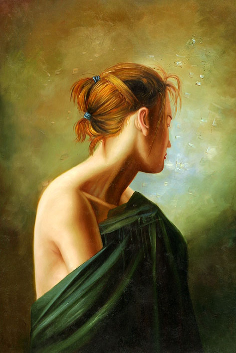 Woman with Green Drapery