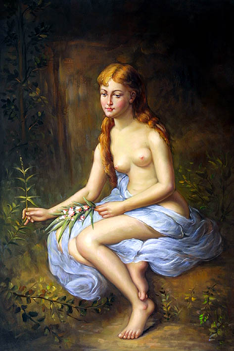 Young Woman with Flowery Twig