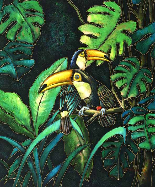 Toco Toucans Among The Jungle Leaves