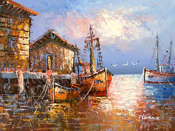 Boats and Ships oil painting,Boats,Boats oil painting,Boats painting,Boats